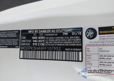 2015 Mercedes-Benz Slk 350 z USA, uszkodzony, nr VIN WDDPK5HA9FF107952